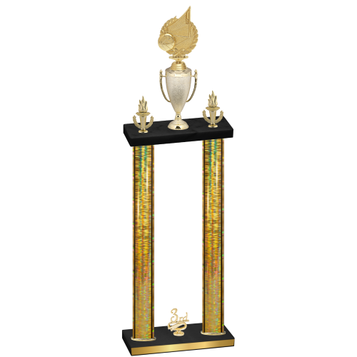 Double Gold Glacier Third Place Volleyball Trophy