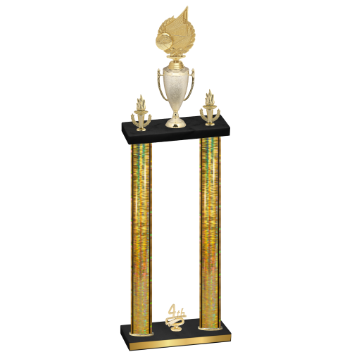 Double Gold Glacier Fourth Place Volleyball Trophy