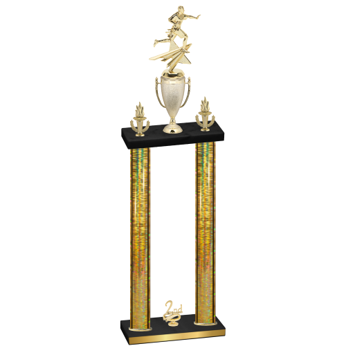 Double Gold Glacier Second Place Flag Football Trophy