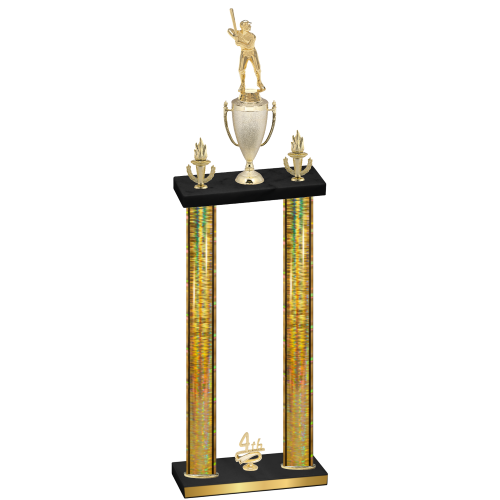 Double Gold Glacier Fourth Place Baseball Trophy