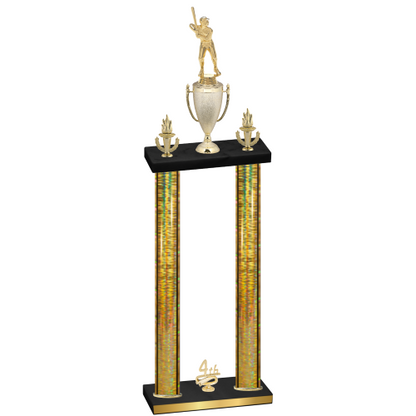 Double Gold Glacier Fourth Place Baseball Trophy