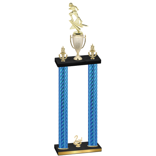 Double Blue Carbon Fiber Second Place Football Trophy