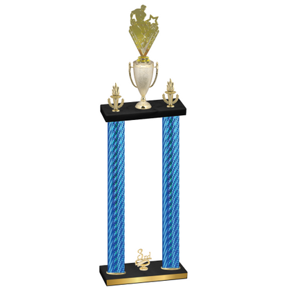 Double Blue Carbon Fiber Third Place Rugby Trophy