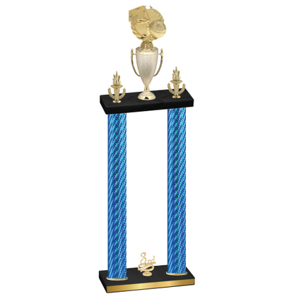 Double Blue Carbon Fiber Third Place Basketball Trophy