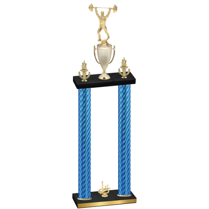 Double Blue Carbon Fiber First Place Weights Trophy