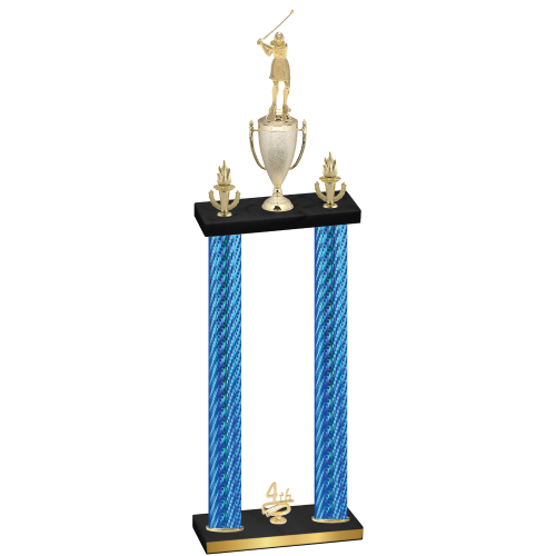 Double Blue Carbon Fiber Fourth Place Golf Trophy