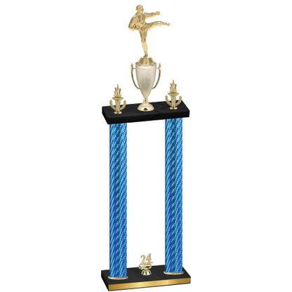 Double Blue Carbon Fiber Year Karate Trophy