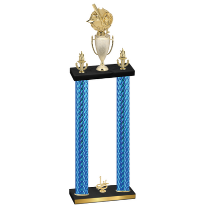 Double Blue Carbon Fiber First Place Baseball Trophy