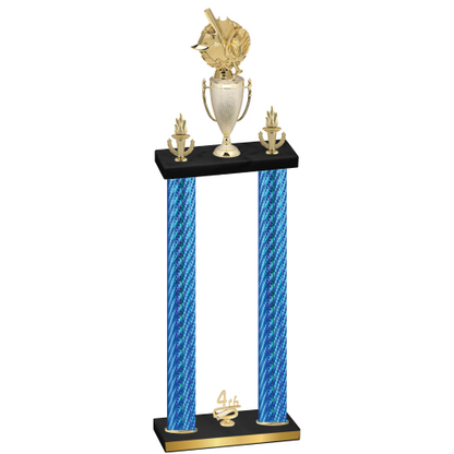 Double Blue Carbon Fiber Fourth Place Baseball Trophy
