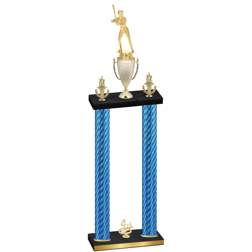 Double Blue Carbon Fiber Fourth Place Softball Trophy