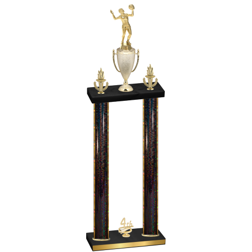 Double Black Glacier Fourth Place Volleyball Trophy