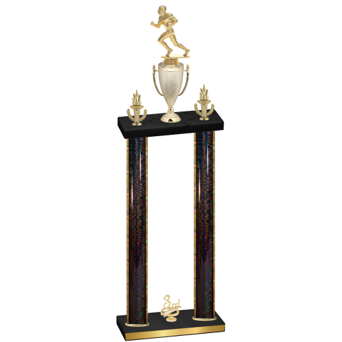 Double Black Glacier Third Place Football Trophy