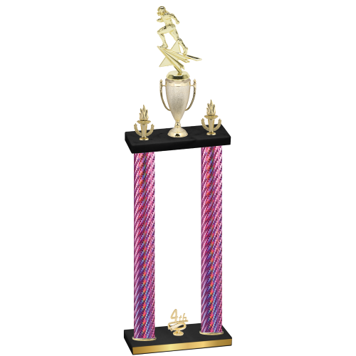 Double Pink Carbon Fiber Fourth Place Football Trophy