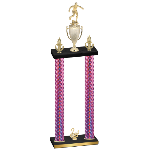 Double Pink Carbon Fiber Second Place Soccer Trophy