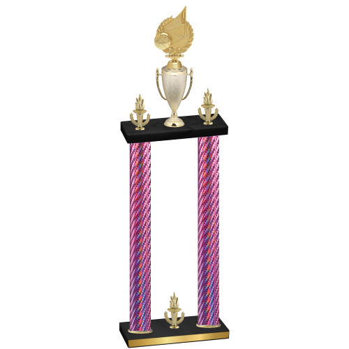 Double Pink Carbon Fiber Victory Volleyball Trophy