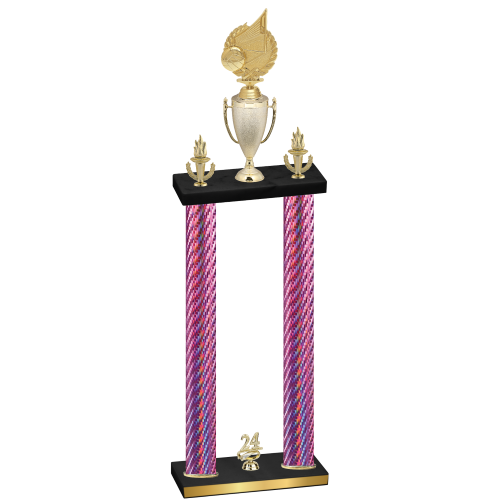 Double Pink Carbon Fiber Year Volleyball Trophy