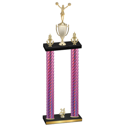 Double Pink Carbon Fiber Year Cheerleading Trophy