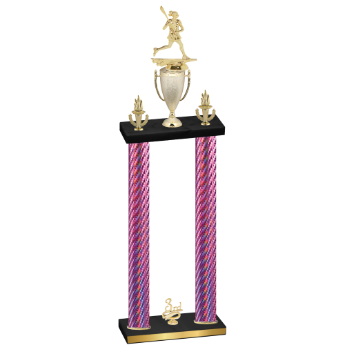 Double Pink Carbon Fiber Third Place Lacrosse Trophy