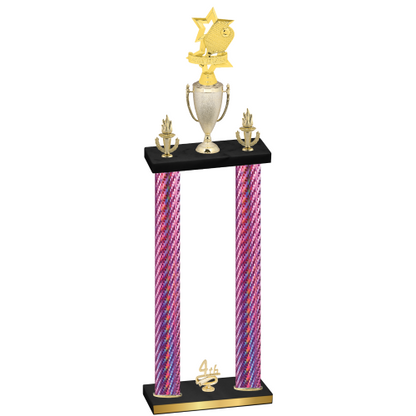 Double Pink Carbon Fiber Fourth Place Pickleball Trophy