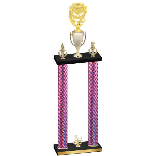 Double Pink Carbon Fiber Third Place Pickleball Trophy