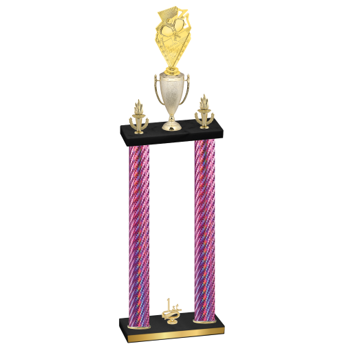 Double Pink Carbon Fiber First Place Pickleball Trophy