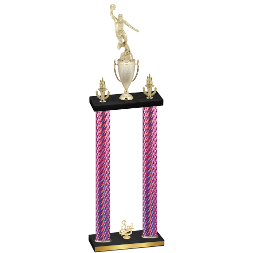 Double Pink Carbon Fiber Third Place Basketball Trophy