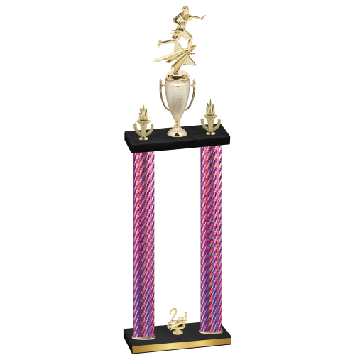 Double Pink Carbon Fiber Second Place Flag Football Trophy