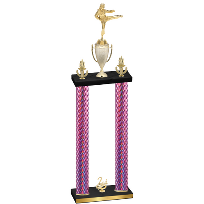 Double Pink Carbon Fiber Second Place Karate Trophy