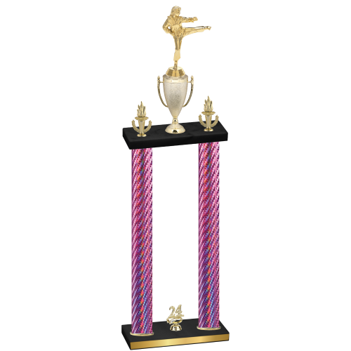 Double Pink Carbon Fiber Year Karate Trophy