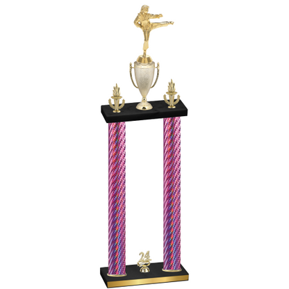 Double Pink Carbon Fiber Year Karate Trophy