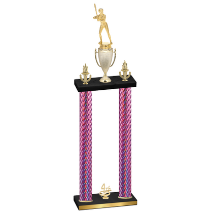 Double Pink Carbon Fiber Fourth Place Softball Trophy