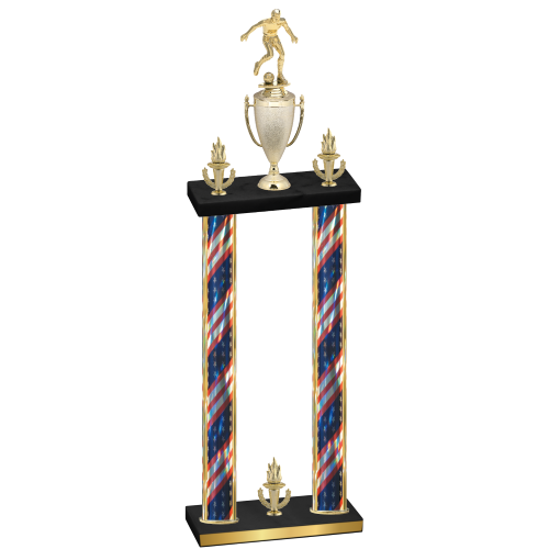 Double Flag USA Victory Soccer Trophy