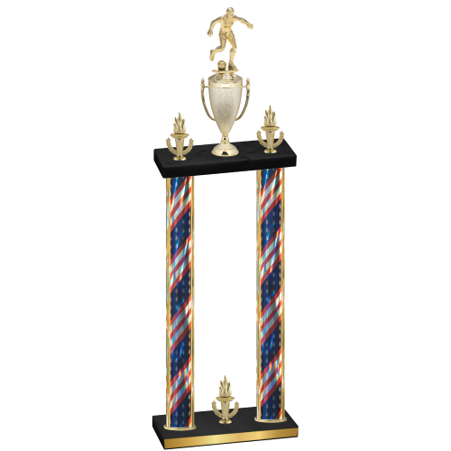 Double Flag USA Victory Soccer Trophy