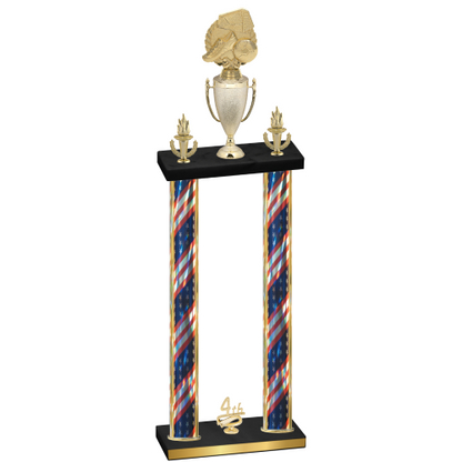 Double Flag USA Fourth Place Soccer Trophy