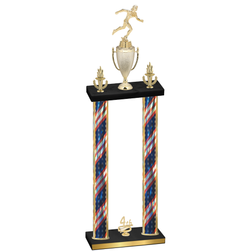 Double Flag USA Fourth Place Running Trophy