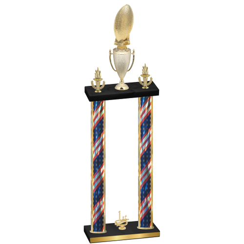 Double Flag USA First Place Football Trophy