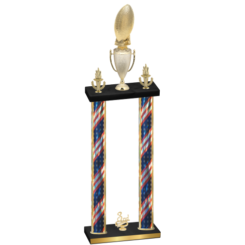 Double Flag USA Third Place Football Trophy