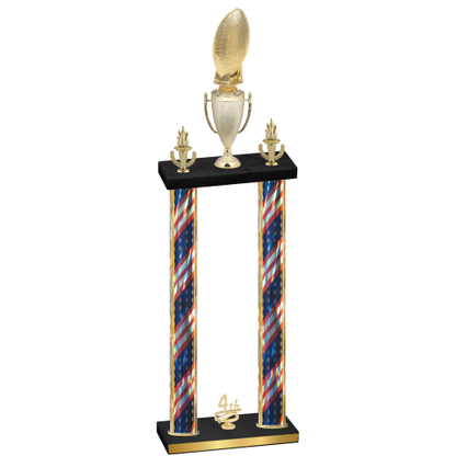 Double Flag USA Fourth Place Football Trophy