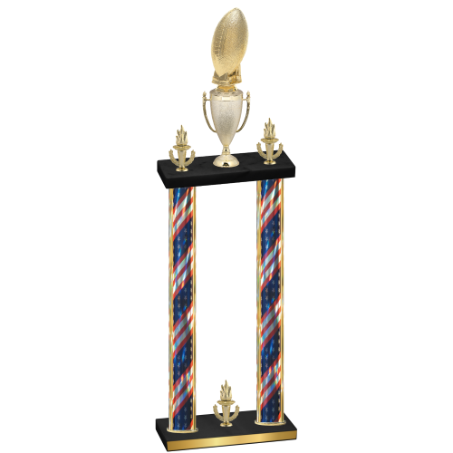 Double Flag USA Victory Football Trophy