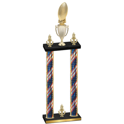 Double Flag USA Victory Football Trophy