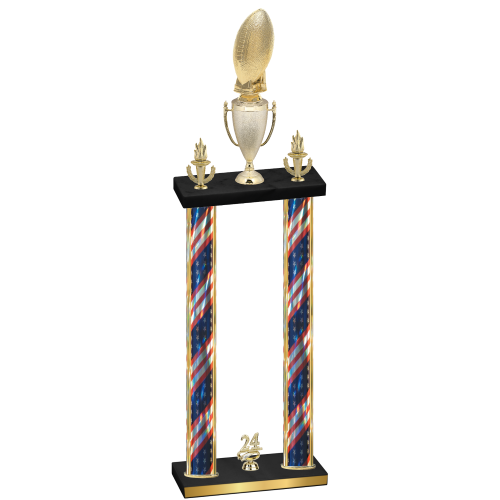 Double Flag USA Year Football Trophy