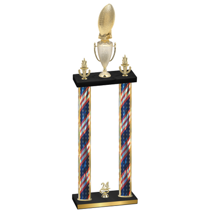 Double Flag USA Year Football Trophy