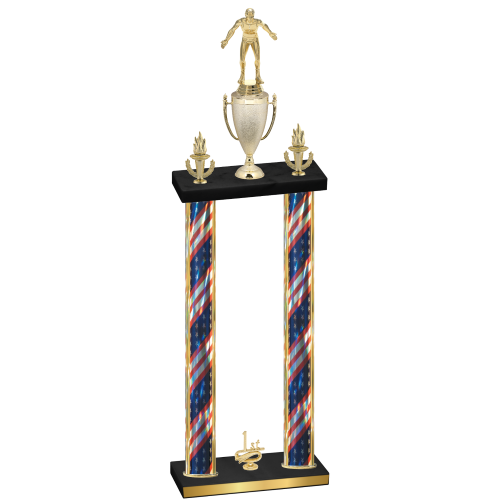 Double Flag USA First Place Wrestling Trophy