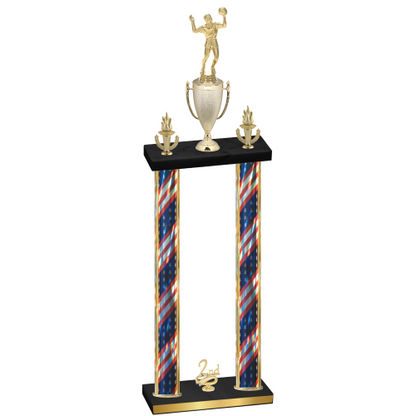 Double Flag USA Second Place Volleyball Trophy