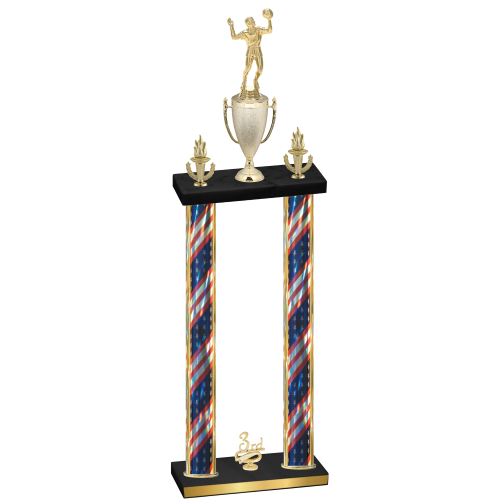 Double Flag USA Third Place Volleyball Trophy