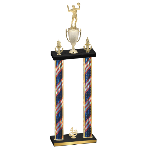 Double Flag USA Fourth Place Volleyball Trophy