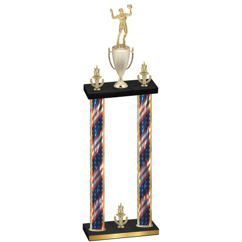 Double Flag USA Victory Volleyball Trophy