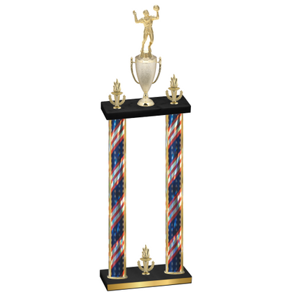 Double Flag USA Victory Volleyball Trophy