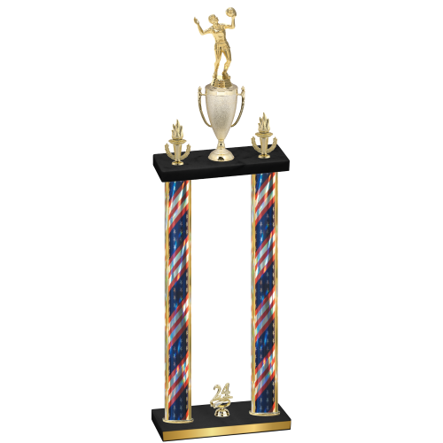 Double Flag USA Year Volleyball Trophy