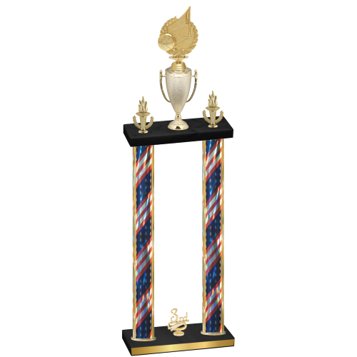 Double Flag USA Third Place Volleyball Trophy